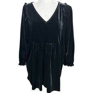 Umgee Black Velvet‎ Baby Doll Dress Tunic Top - Women's Size Large